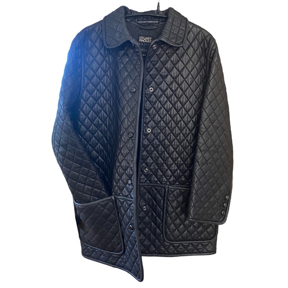 Black Real Fine Leather Quilted Barn Coat Jacket